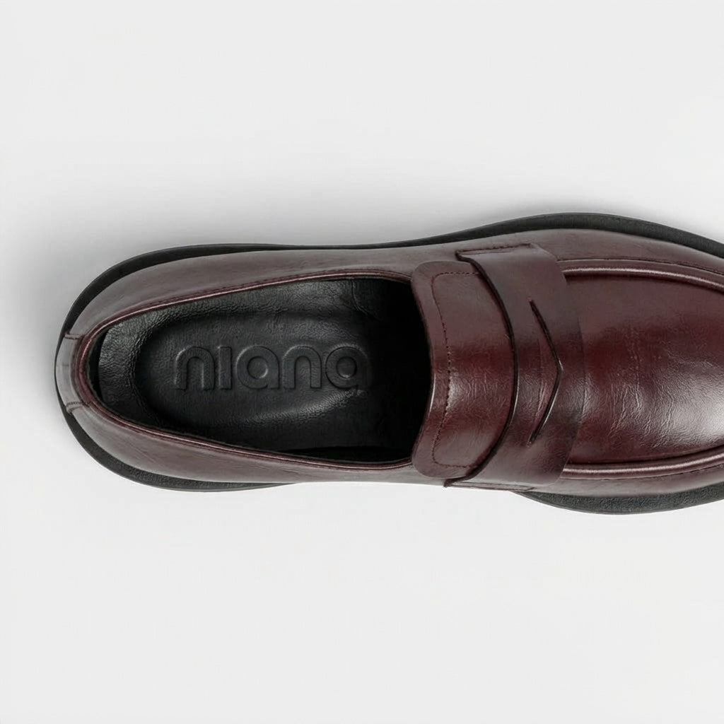 Elena Leather Burgundy Loafers