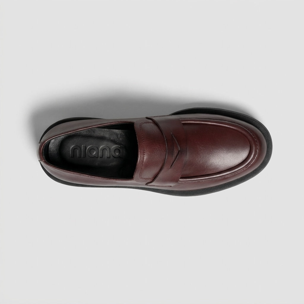 Elena Leather Burgundy Loafers