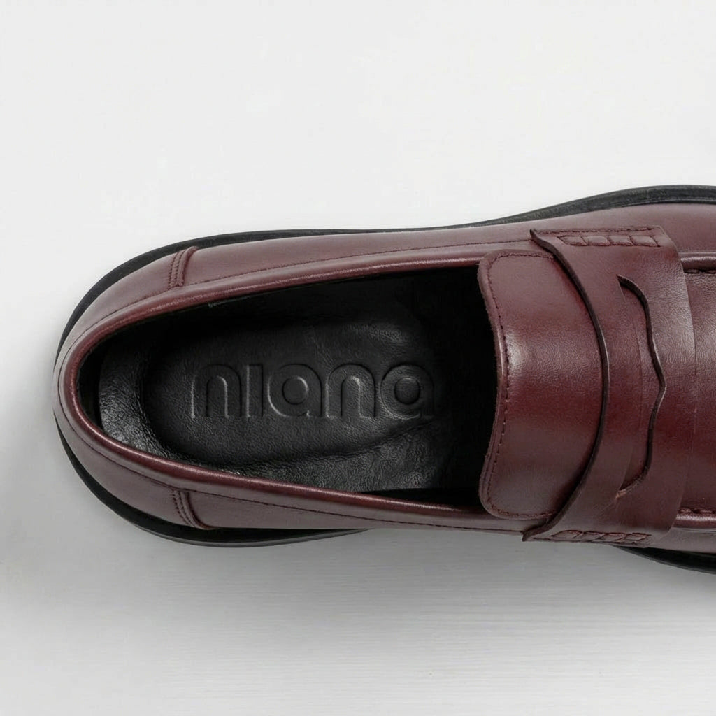 Mila Leather Burgundy Loafers