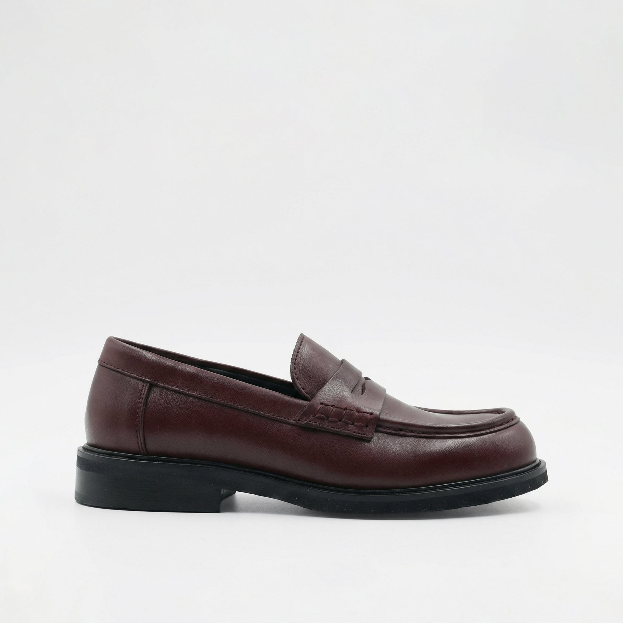 Mila Leather Burgundy Loafers