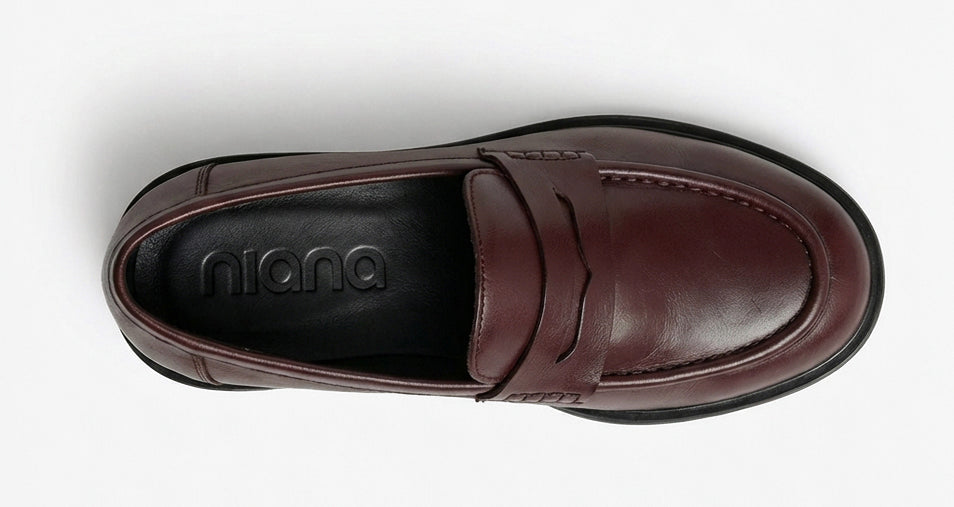 Mila Leather Burgundy Loafers