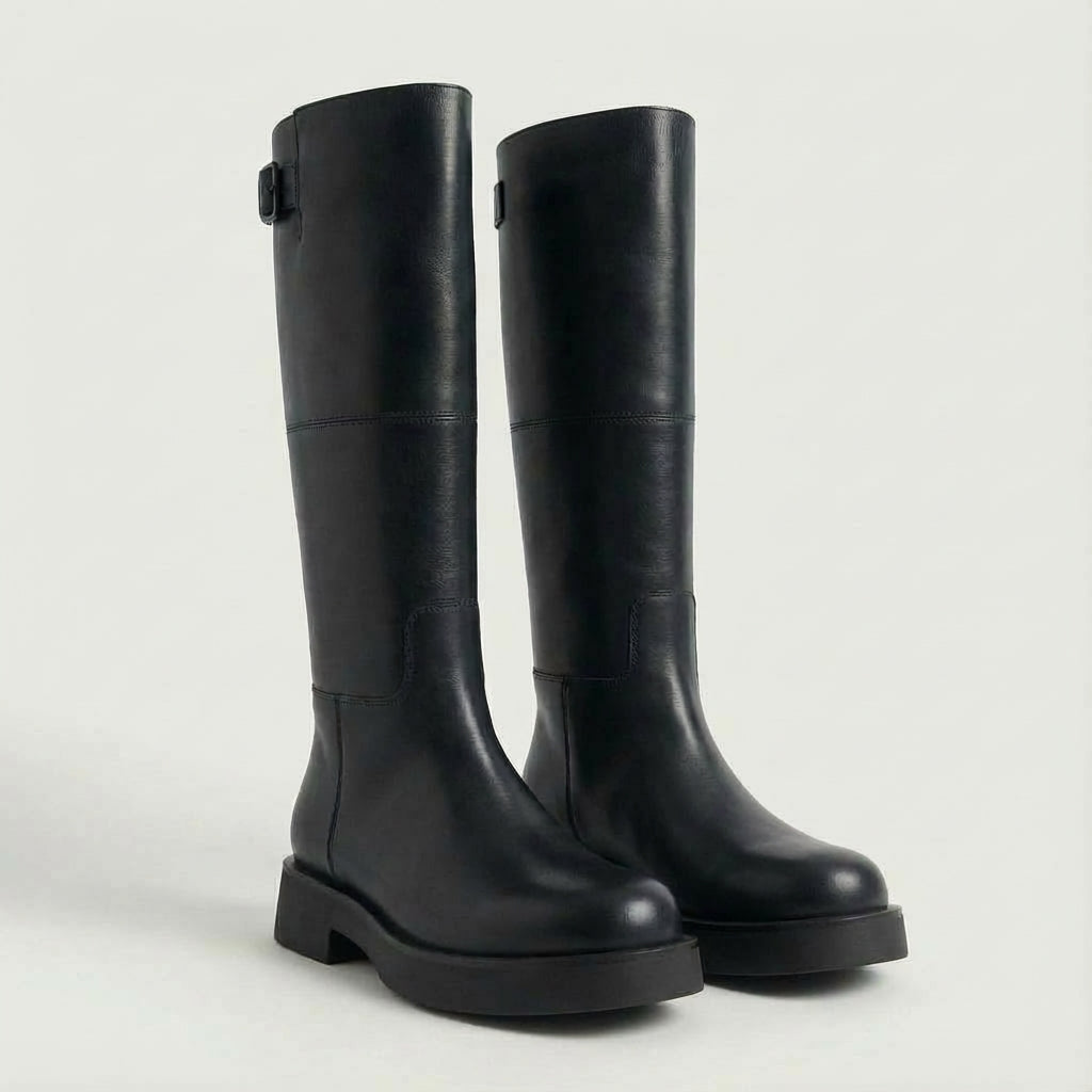 Francesca Leather Black Boots