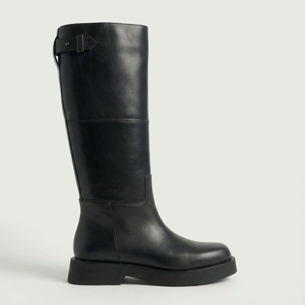 Francesca Leather Black Boots